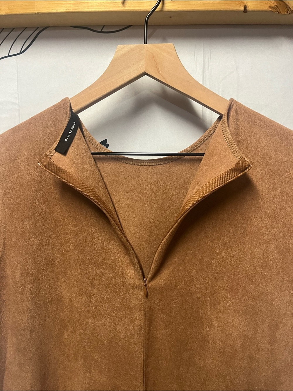 Olivaceous Vegan Suede Mini Dress (rack) - Picture 10 of 11